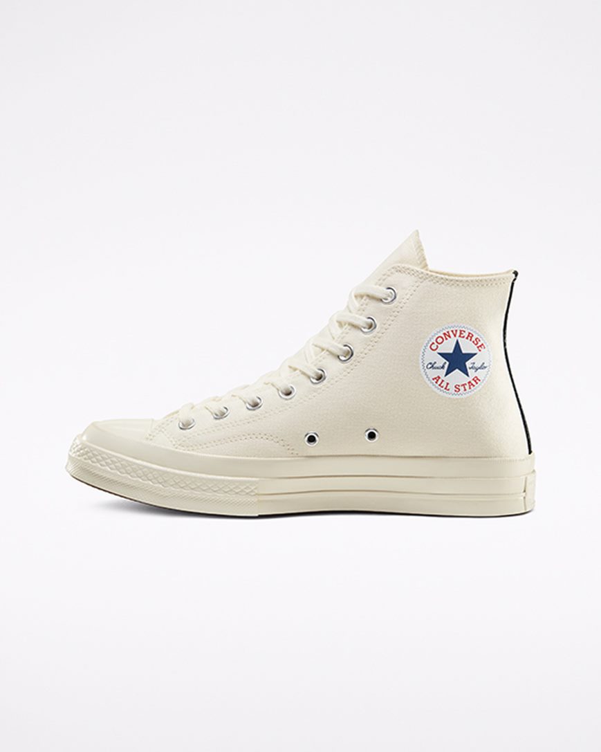 Zapatillas Altas Converse x Comme des Garçons PLAY Chuck 70 Hombre Blancas Rojas | PE 58WL47